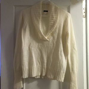 Cream J Crew Wool V Neck Sweater